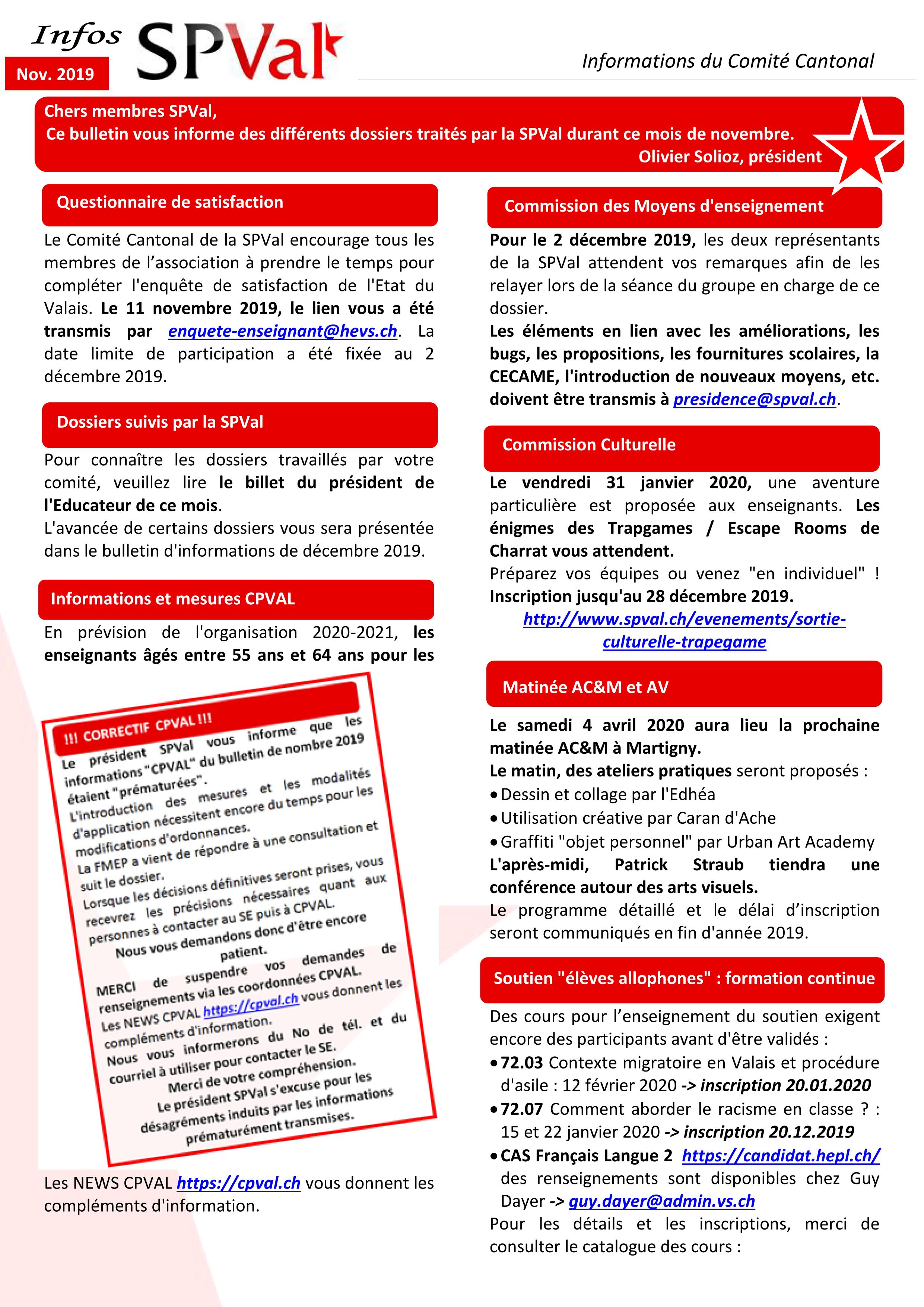 Bulletin info SPVal novembre 2019 recto