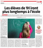 Augmentation en 1H du temps scolaire