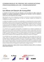 COMMUNIQUE DE PRESSE DES ASSOCIATIONS PROFESSIONNELLES DE L’ENSEIGNEMENT