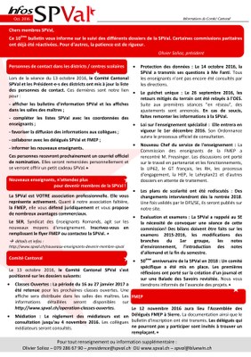 Bulletin infos SPVal d'octobre 2016