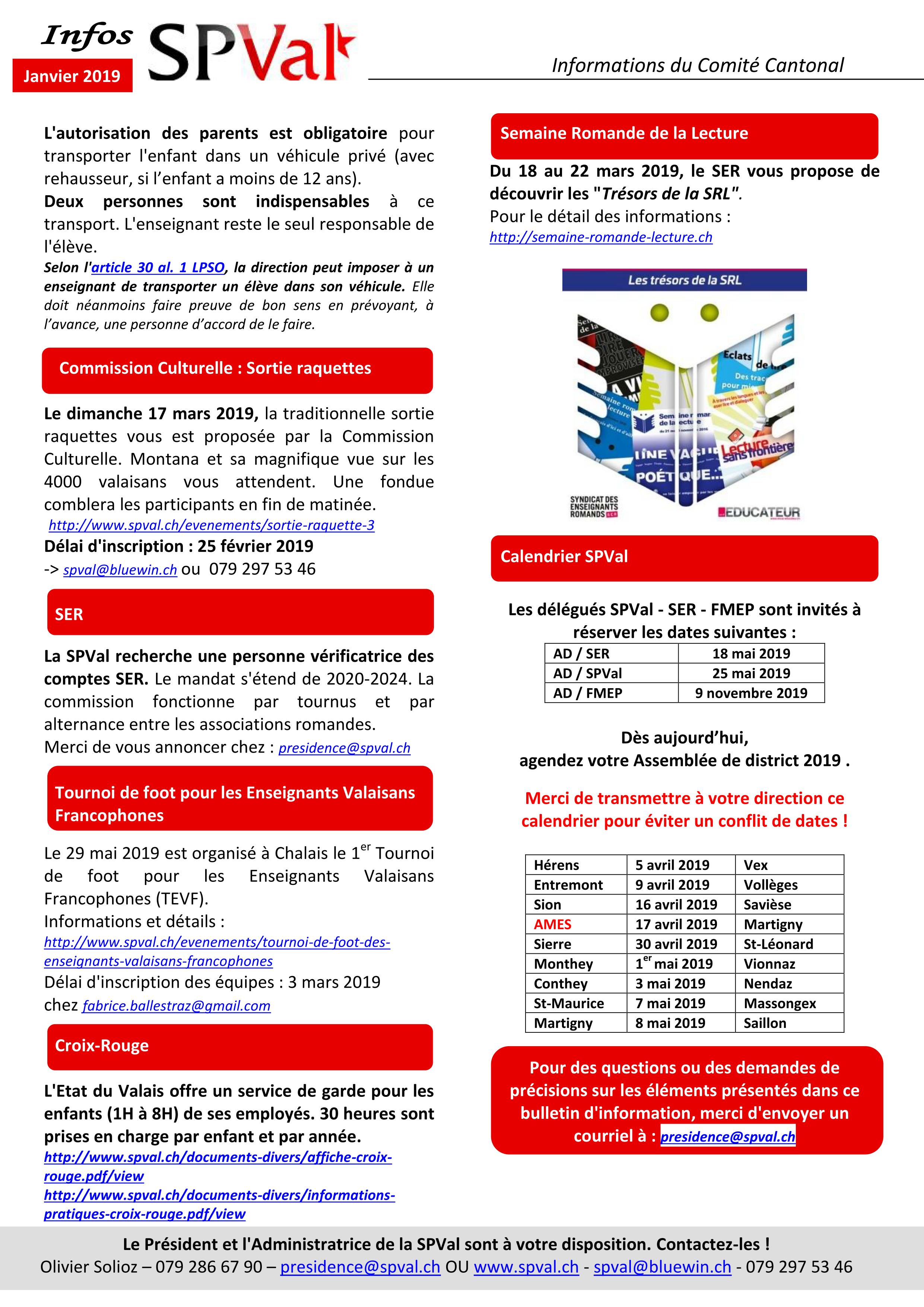 Bulletin infos SPVal de janvier 2019 verso