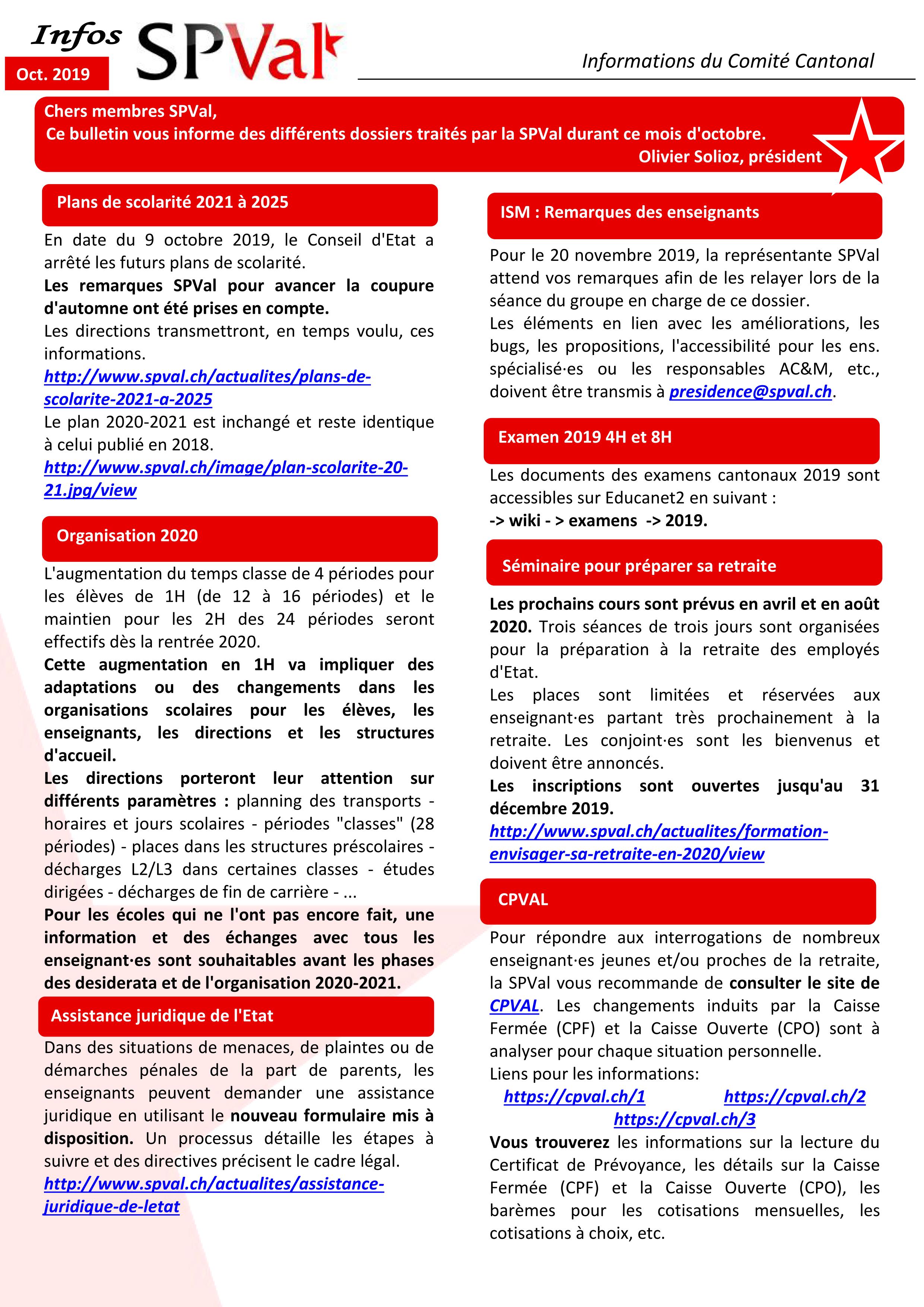 Bulletin infos SPVal octobre 2019 recto