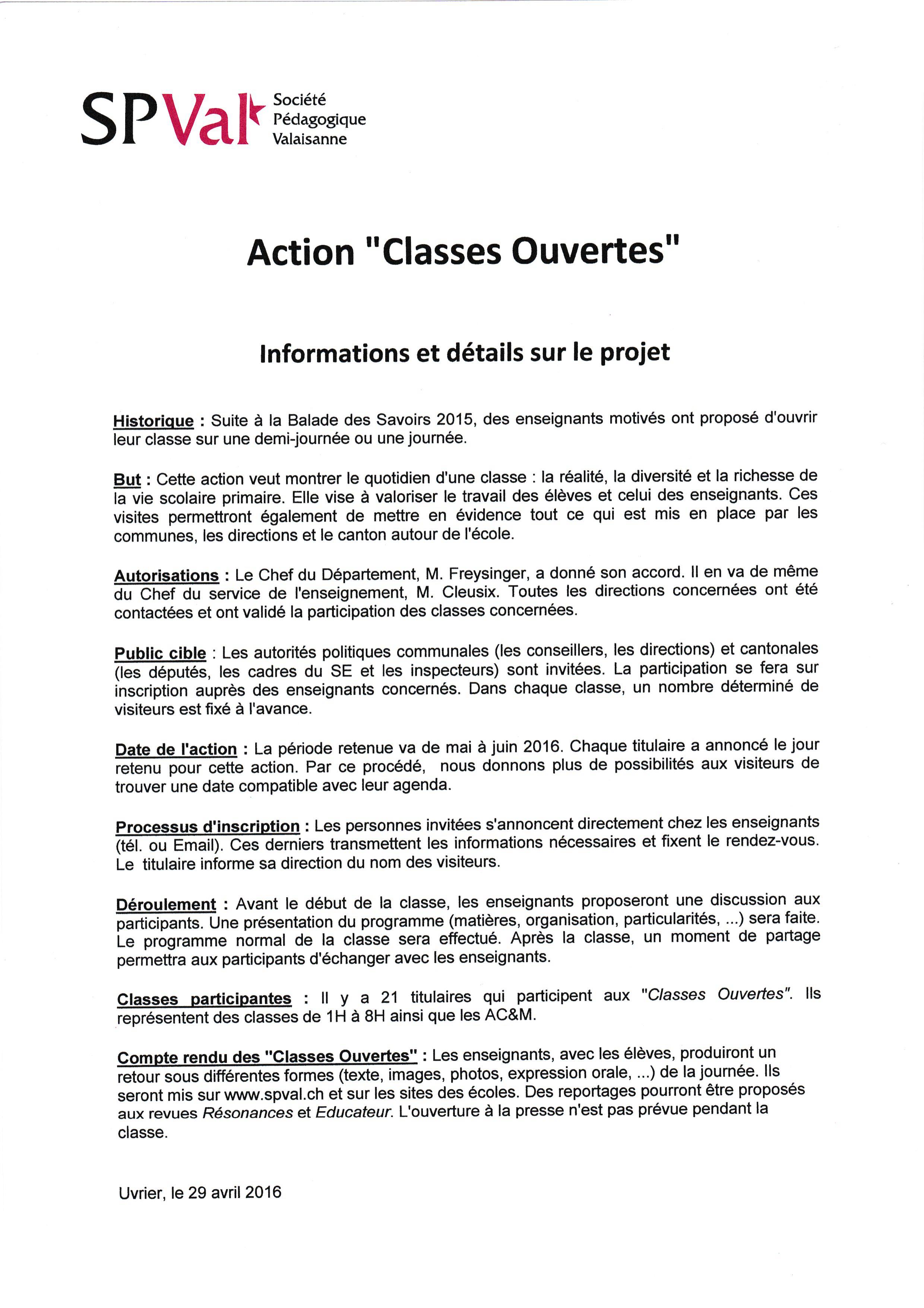 Descriptif Classes Ouvertes