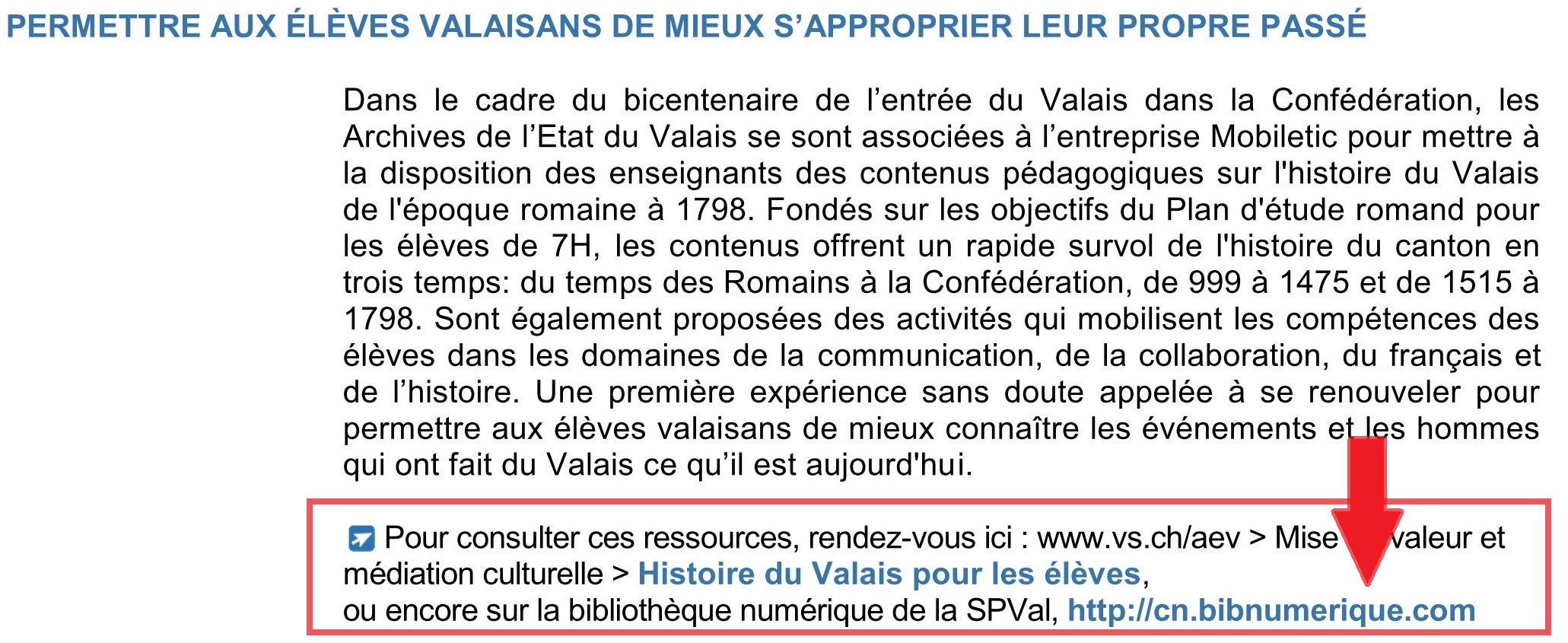 Histoire valaisanne sur la BibNumérique