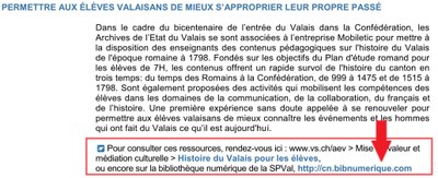 Histoire valaisanne sur la BibNumérique