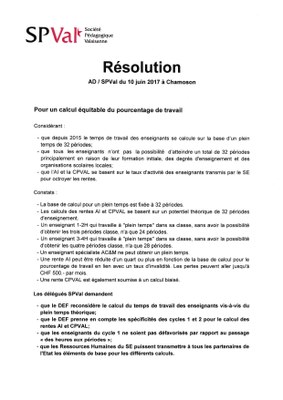 Résolution pourcentage temps de travail